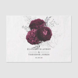 Seda Papel de Tecido de Casamento Floral de Borgonha Pe