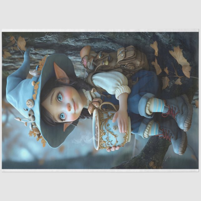 Seda Papel de Tecido de Chapéu Azul Pixie (Frente )