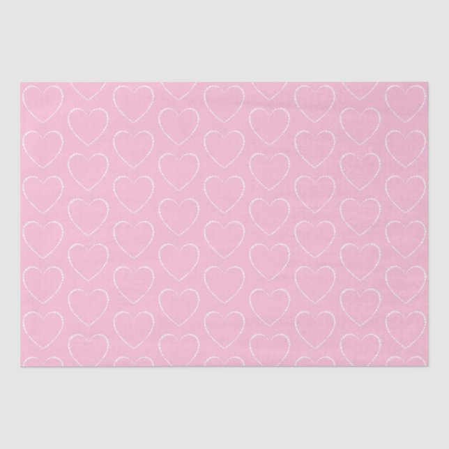 Seda Papel de Tecido de Corações Rosa Decorado Personal (Frente )