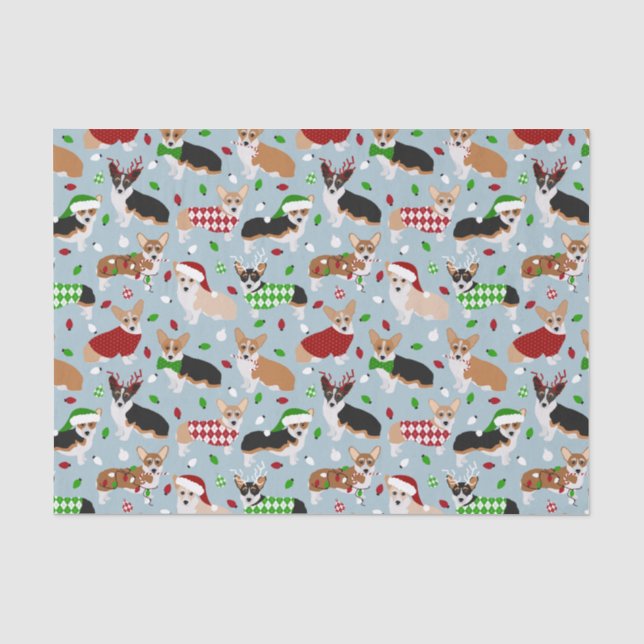 Seda Papel de Tecido de Corgi de Natal (Frente )