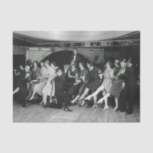 Seda Papel de Tecido de Dança de Grupo Flapper de Vinta