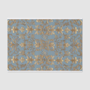 Seda Papel de Tecido de Decoupage Azul-Pálido e Dourado