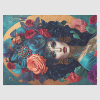 Seda Papel de Tecido de Decoupage Crowado Floral