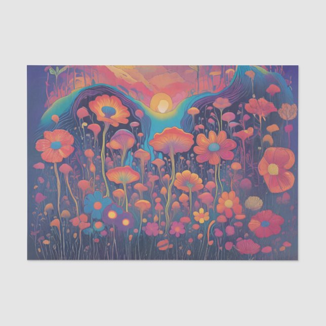 Seda Papel de Tecido de Decoupage das Flores do Groove  (Frente )