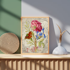 Seda Papel de Tecido de Decoupage de Buquê Floral magní