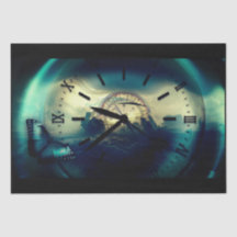 Papel de Tecido de Decoupage de Compass do Relógio