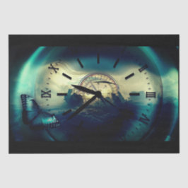 Seda Papel de Tecido de Decoupage de Compass do Relógio