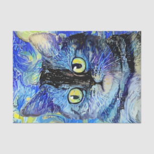 Seda Papel de Tecido de Decoupage de Gato de Mosaico Az