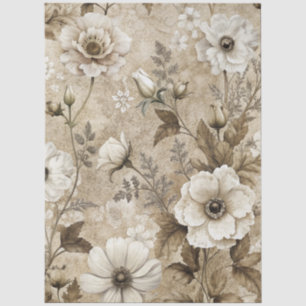Seda Papel de Tecido de Decoupage de Grunge Floral Bran