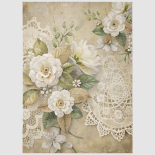 Seda Papel de Tecido de Decoupage de Grunge Floral Bran