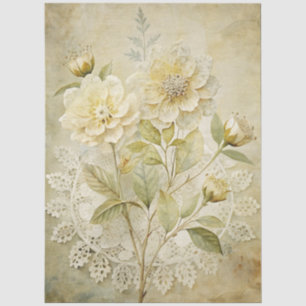 Seda Papel de Tecido de Decoupage de Grunge Floral Bran