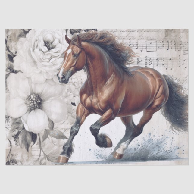 Seda Papel de Tecido de Decoupage do Cavalo Hanoveriano (Frente )