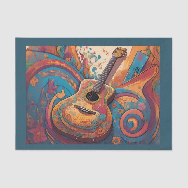 Seda Papel de Tecido de Decoupage do Violão Retroativo (Frente )