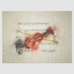 Seda Papel de Tecido de Decoupage do Violino de Música