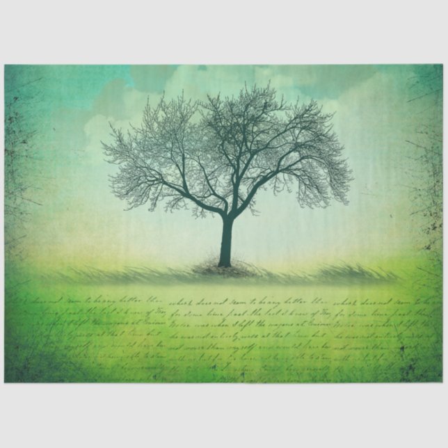 Seda Papel de Tecido de Decoupage em Árvore Única (Frente )