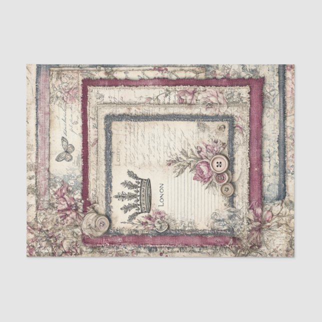 Seda Papel de Tecido de Decoupage em Londres (Frente )