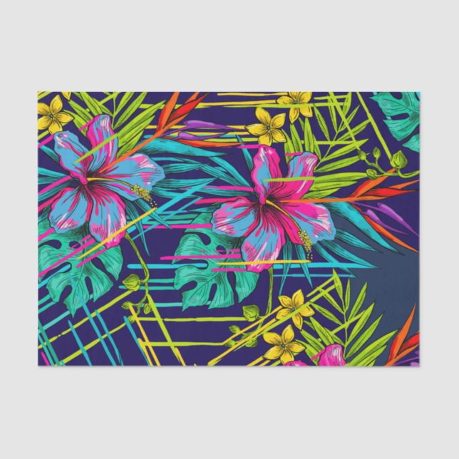 Seda Papel de Tecido de Decoupage Floral Havaiano (Frente )