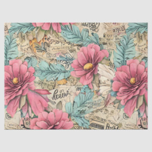 Seda Papel de Tecido de Decoupage Floral Inspirado na V
