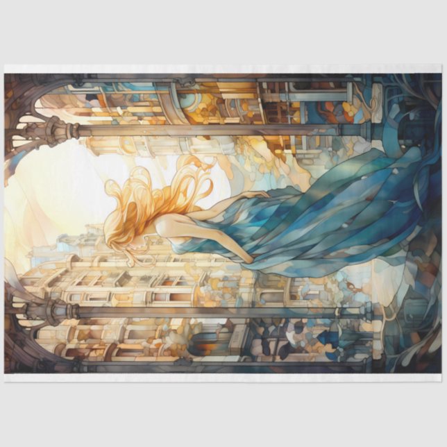 Seda Papel de Tecido de Decoupage Inspirado em Vidro Es (Frente )