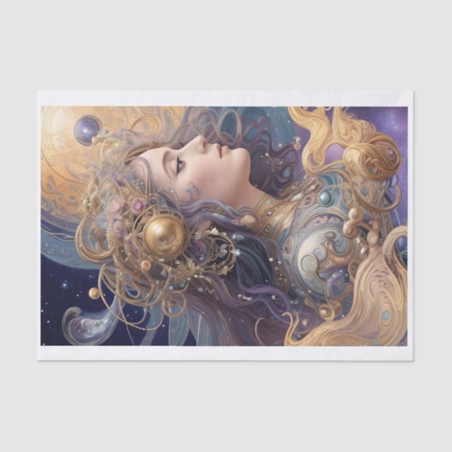 Seda Papel de Tecido de Decoupage Místico Pastel (Frente )