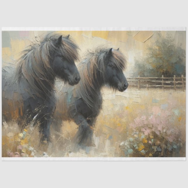 Seda Papel de Tecido de Decoupage Shetland Pony (Frente )