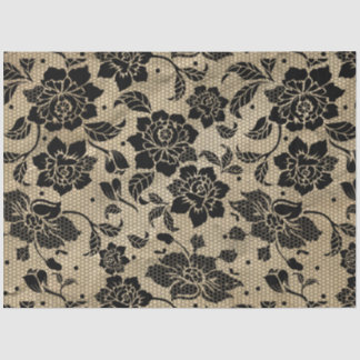 Seda Papel de Tecido de Desvinculação do Lace Preto Vin