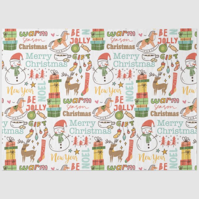 Seda Papel de Tecido de Elementos de Natal (Frente )