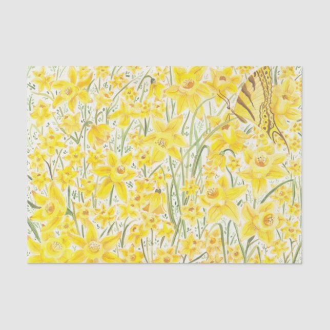 Seda Papel de Tecido de Flor Amarelo Daffodil (Frente )