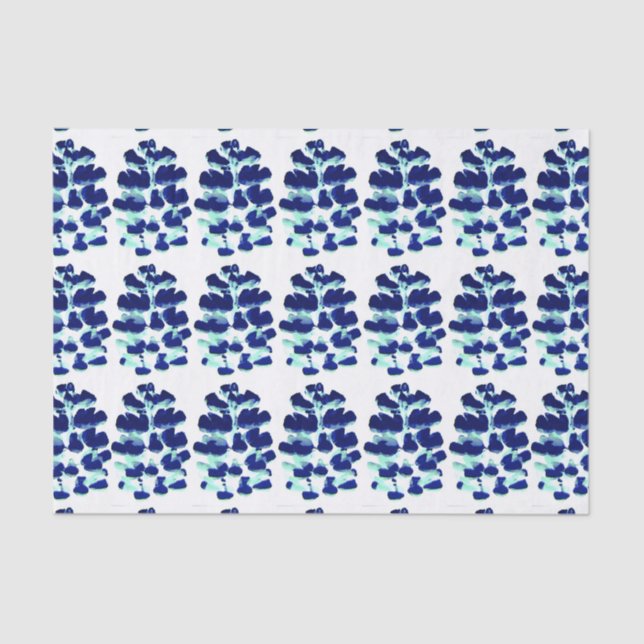 Seda Papel de Tecido de Flor Lupin Verde Azul (Frente )