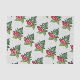 Seda Papel de Tecido de Flor Única e Samambaia