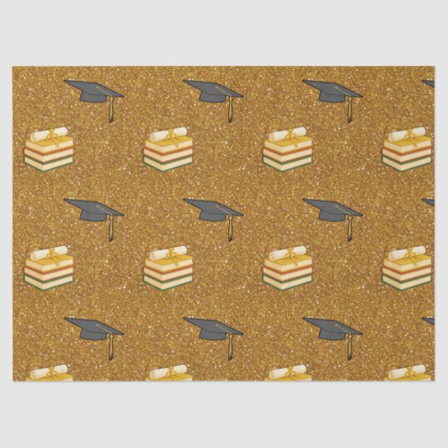 Seda Papel de Tecido de Formatura com Brilho Dourado (Frente )