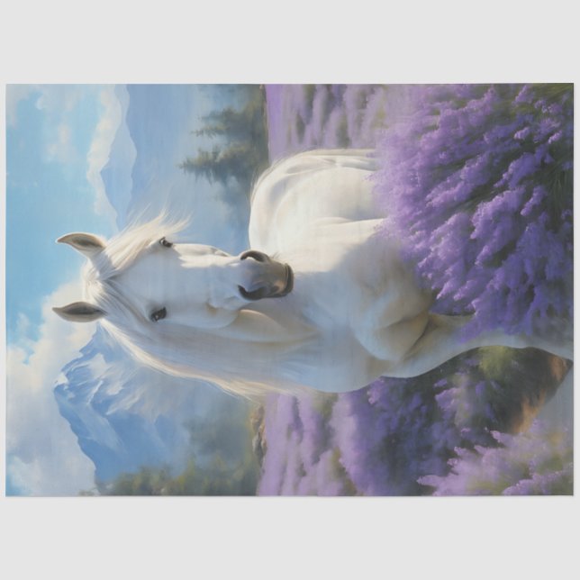 Seda Papel de Tecido de Lavanda de Cavalo Branco (Frente )