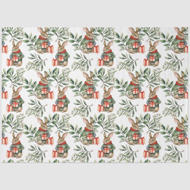 Seda Papel de Tecido de Natal Coelhinho Bonito (Frente )