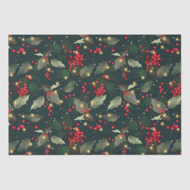 Seda Papel de Tecido de Natal Holly Light Garland (Frente )