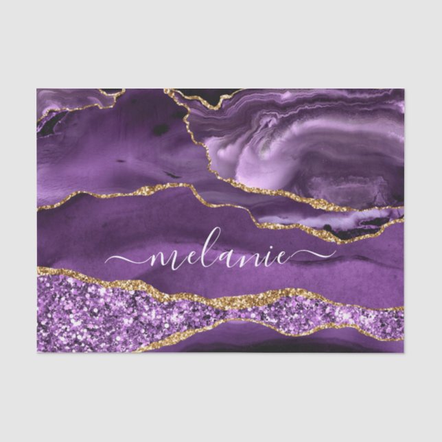 Seda Papel de Tecido de Nome Personalizado de Marble Do (Frente )