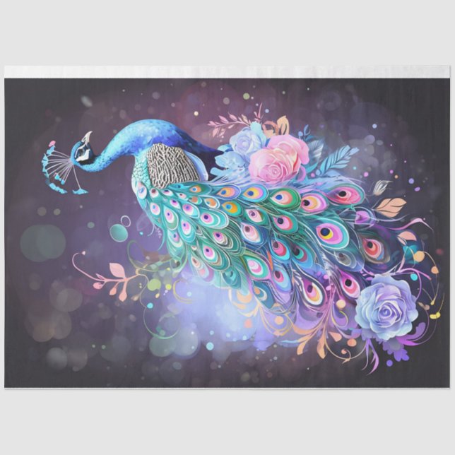 Seda Papel de Tecido de Peacock Pastel (Frente )