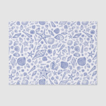 Papel de Tecido de Seashell Ilustrado Azul