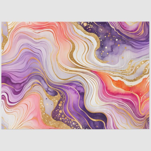 Seda Papel de Tecido de Tinta Colorida Marble (Frente )