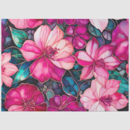 Seda Papel de Tecido de Tinta Floral Colorida