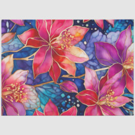 Seda Papel de Tecido de Tinta Floral Colorida