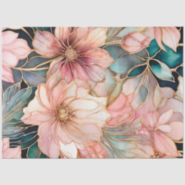 Seda Papel de Tecido de Tinta Floral Colorida