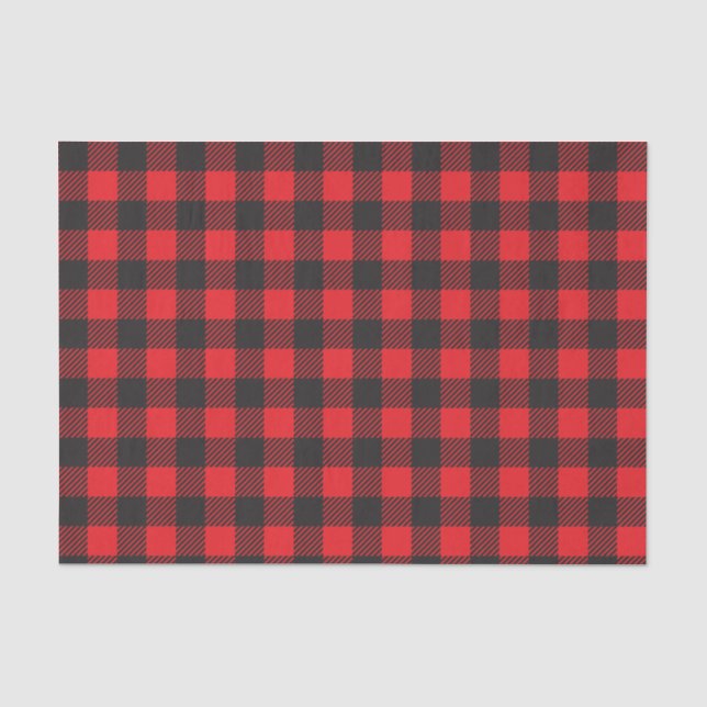 Seda Papel de Tecido de Xadrez de Buffalo Vermelho e Pr (Frente )