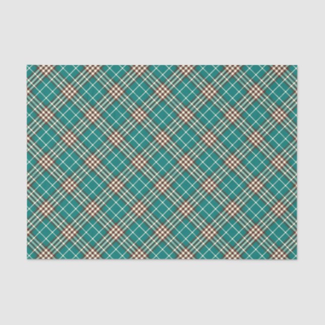 Seda Papel de Tecido de Xadrez Verde Vintage (Frente )
