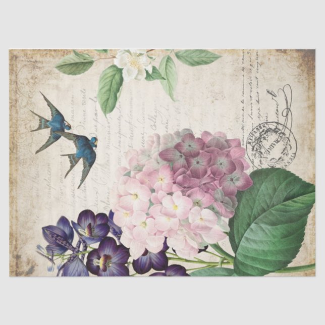 Seda Papel de Tecido Decorativo Floral Decorativo (Frente )