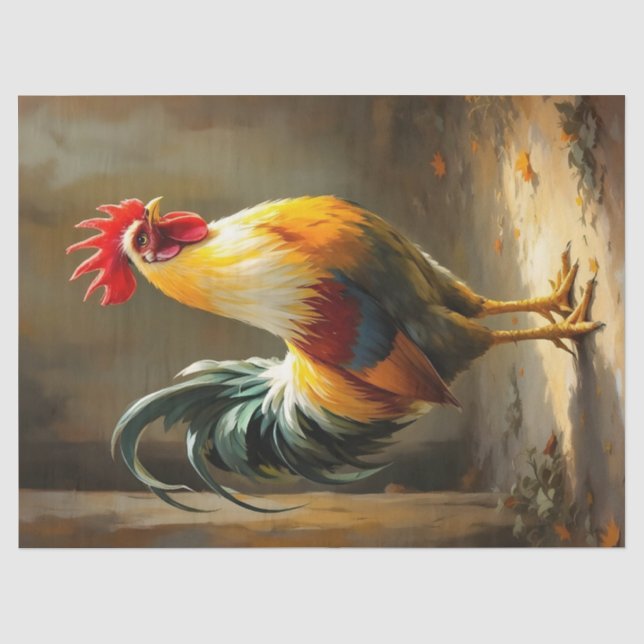 Seda Papel de Tecido/Decoupage com Galo (Frente )