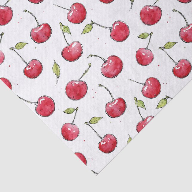 Seda Papel de Tecido Decoupage com Padrão de Cereja em  (Detalhes)