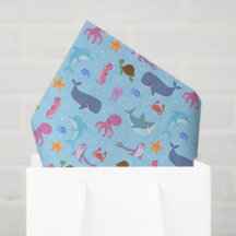 Papel de Tecido Decoupage de Animais Marinhos, Vid