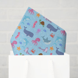 Seda Papel de Tecido Decoupage de Animais Marinhos, Vid