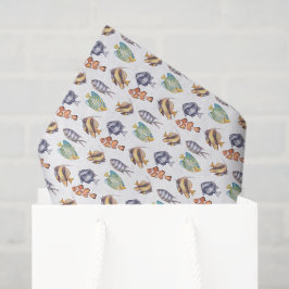 Seda Papel de Tecido Decoupage de Peixes, Vida Marinha