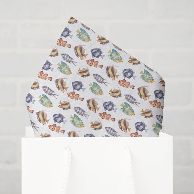 Seda Papel de Tecido Decoupage de Peixes, Vida Marinha (Sacola de presentes)